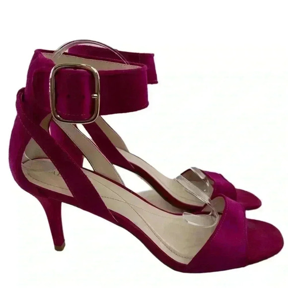 Alfani womens Cassidy heels size 10 fuchsia suede open toe stilettos - Picture 1 of 14